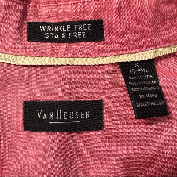 Van Heusen Regular Fit Long Sleeve Dress Shirt with Button Collar Size Small - Picture 12 of 14